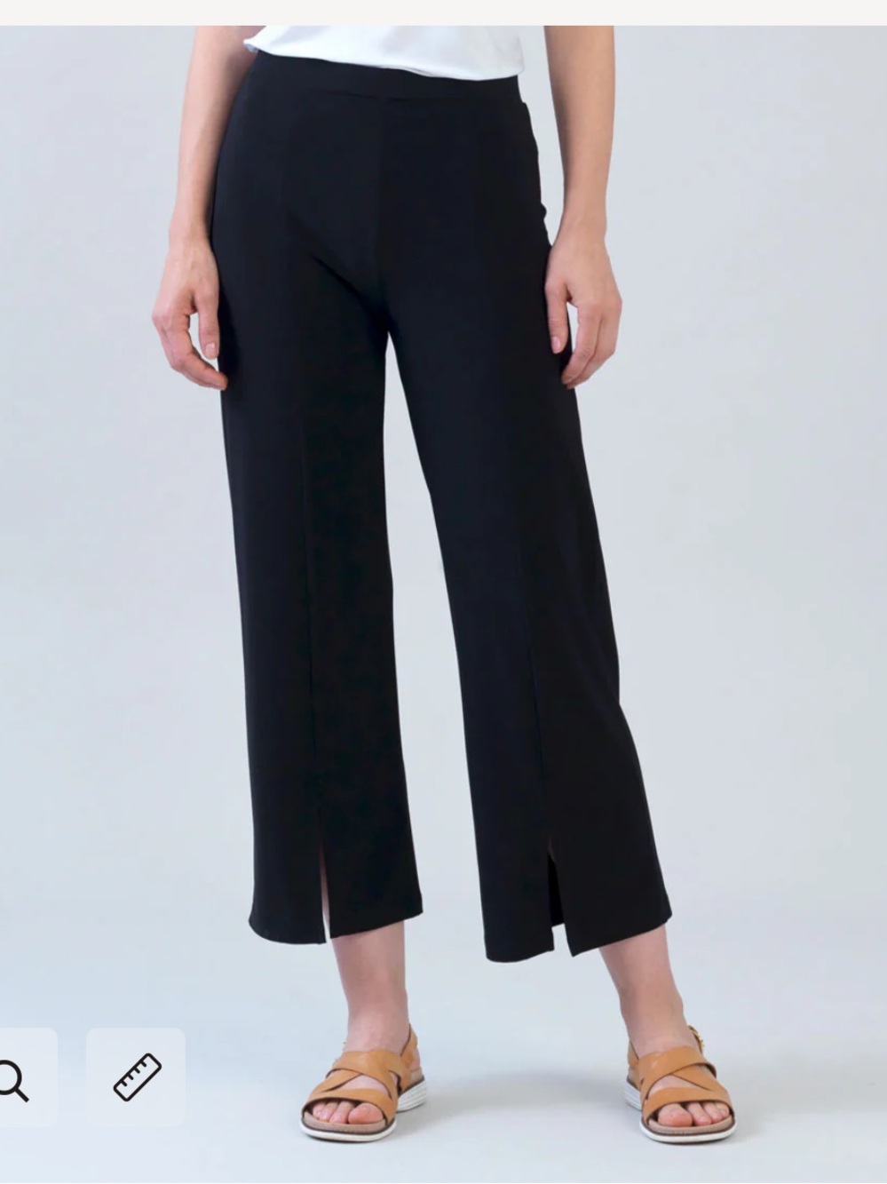 Clara Sun Woo Relaxed Kick Front Slit Ankle Pant - Black